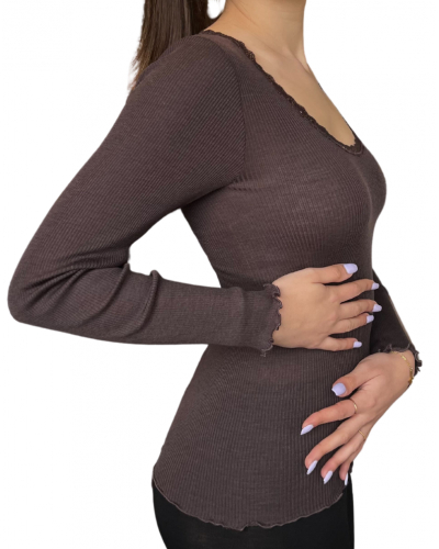 Top con mangas largas Moretta lana y seda 5762 (Chocolat)