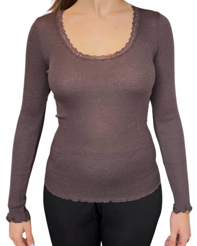 Long-sleeves top Moretta wool and silk 5762 (Chocolat)
