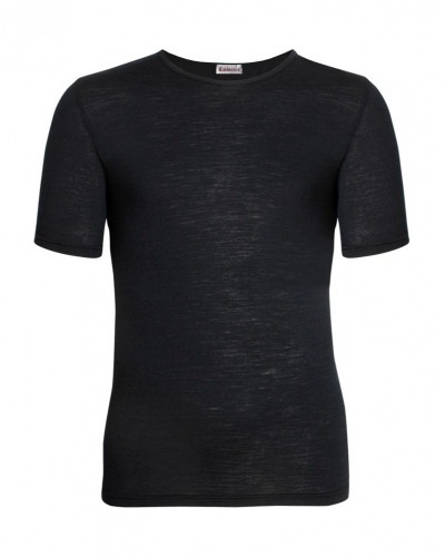 Wool short-sleeved o-neck t-shirt Eminence Ligne Chaude Mérinos (Black)