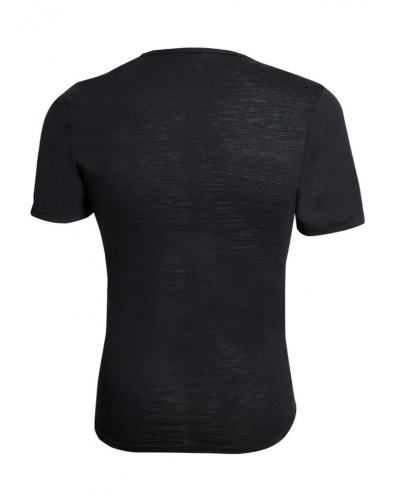 Camiseta de lana cuello redondo mangas cortas Eminence Ligne Chaude Mérinos (Negro)