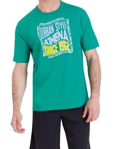 Pijama corto 100% algodón Athena Ecopack Sérigraphie (Vert/Noir)