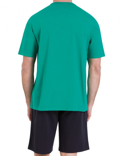 Pijama corto 100% algodón Athena Ecopack Sérigraphie (Vert/Noir)