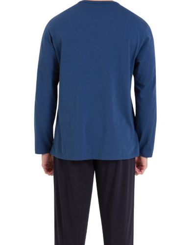 Pyjama long 100% coton Athena Ecopack Sérigraphie (Marine/Noir)