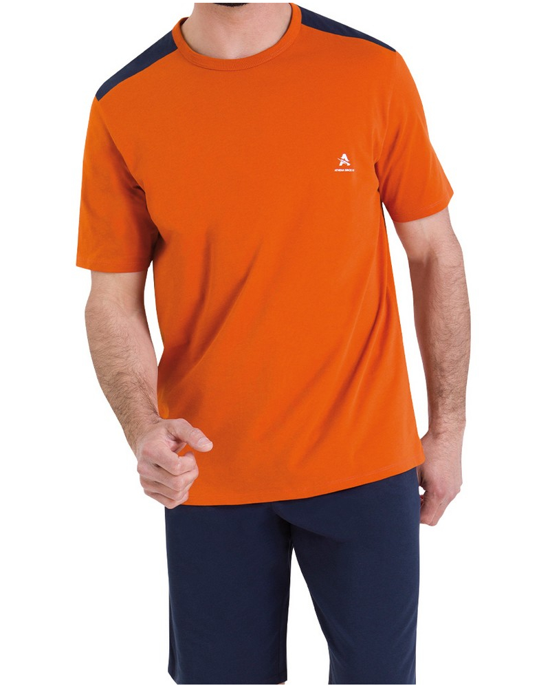 Short pyjamas 100% cotton Athena Ecopack Construction (Terracotta/Marine)