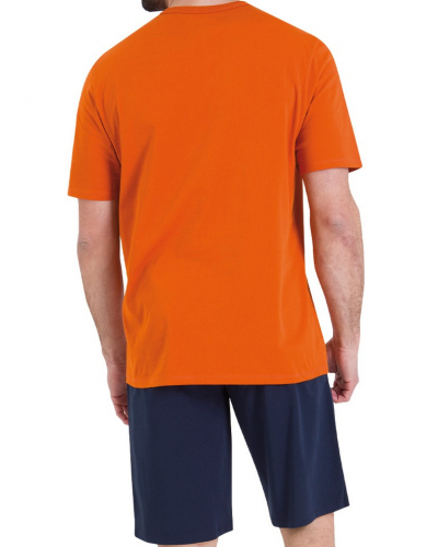 Pyjama court 100% coton Athena Ecopack Construction (Terracotta/Marine)