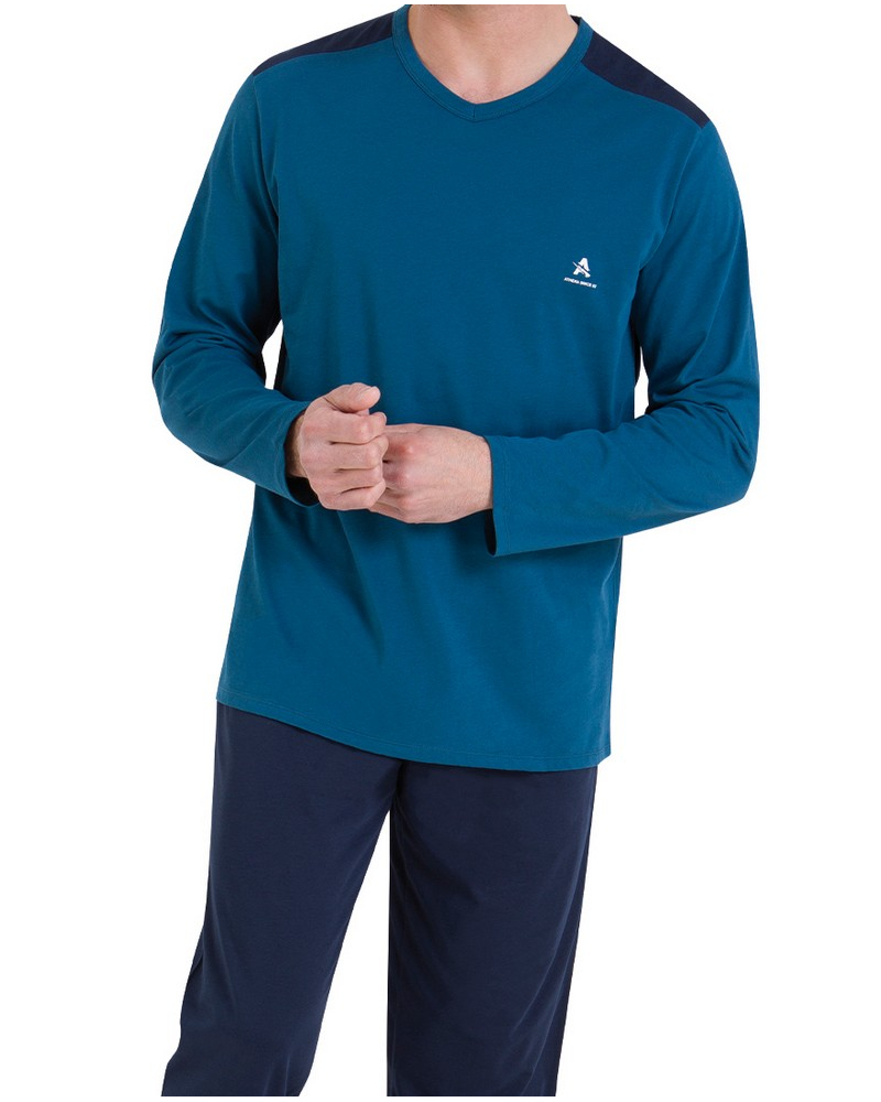 Pijama largo 100% algodón Athena Ecopack Construction (Atlantique/Marine)