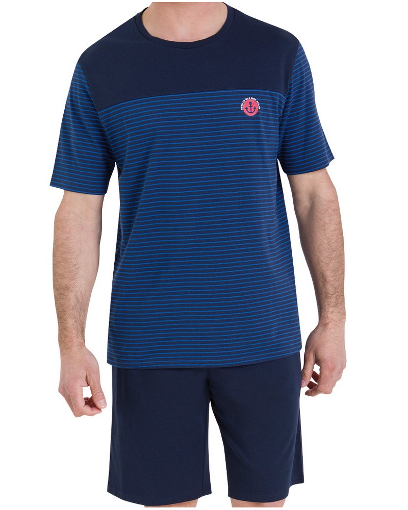 Short pyjama 100% cotton Athena Rayures l'Escale (Bleu/Marine)