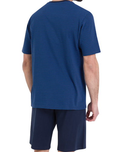 Pyjama court 100% coton Athena Rayures l'Escale (Bleu/Marine)