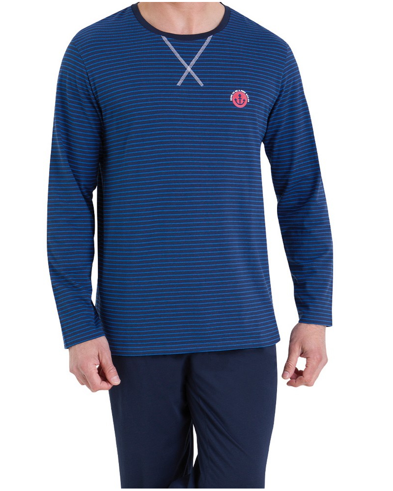 Pyjama long 100% coton Athena Rayures l'Escale (Bleu/Marine)