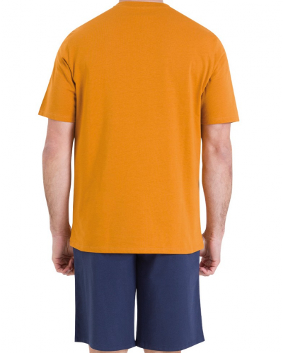 Pyjama court 100% coton Athena Chic (Miel/Marine)