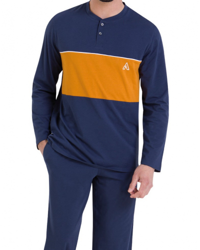 Pijama largo 100% algodón Athena Chic (Marine/Miel)