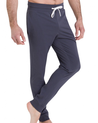 Long pyjama 100% cotton Athena Molleton (Noir/Gris Anthracite)
