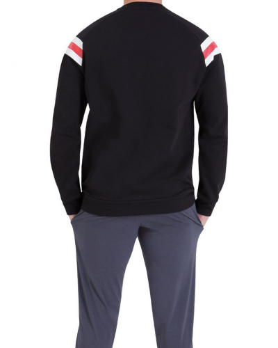 Long pyjama 100% cotton Athena Molleton (Noir/Gris Anthracite)