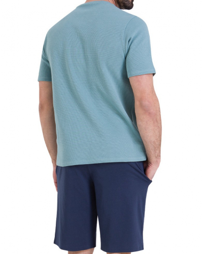 Pijama corto 100% algodón Athena Waffle (Bleu Arctic/Marine)