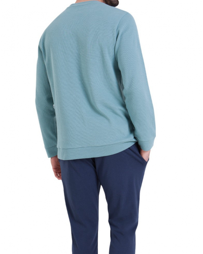 Long pyjama 100% cotton Athena Waffle (Bleu Arctic/Marine)