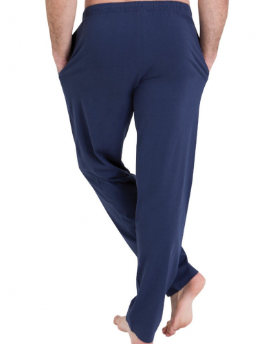 Long pyjama short-sleeved 100% cotton Athena Winter (Bleu/Marine)