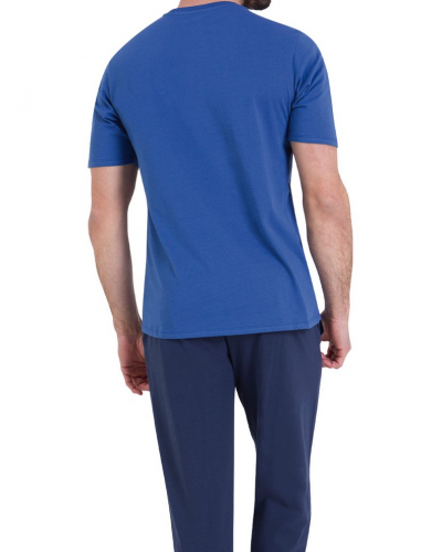 Pijama largo de manga corta 100% algodón Athena Winter (Bleu/Marine)