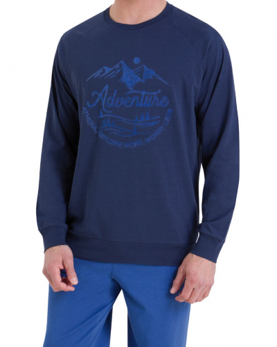 Pijama largo 100% algodón Athena Winter (Marine/Bleu)