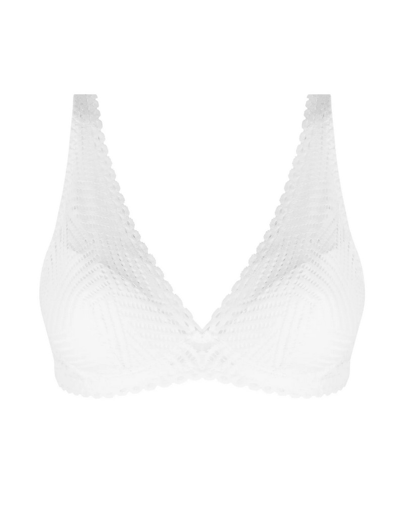Underwired plunge half foam bra Antigel Tressage Graphic (Tressage Blanc)