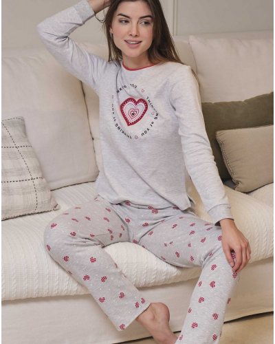 Pyjama long coeurs Massana (Imprimé Gris)