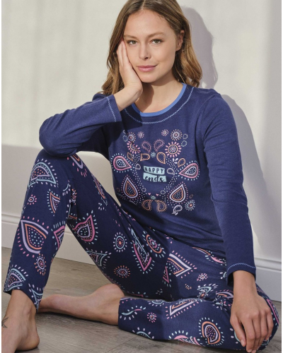 Pijama largo 100% algodón Massana (Imprimé Bleu)