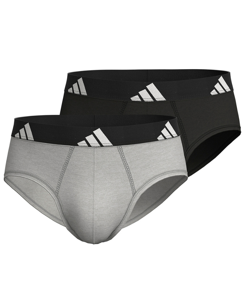 Lot de 2 slips Adidas Active Flex Cotton (Gris chiné/Noir)