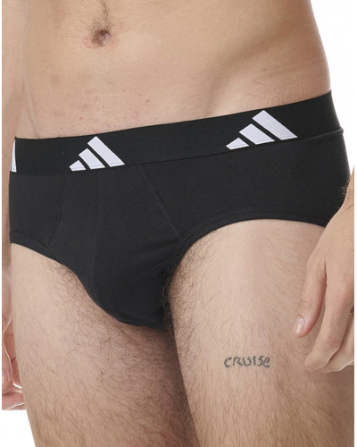 Lot de 2 slips Adidas Active Flex Cotton (Gris chiné/Noir)