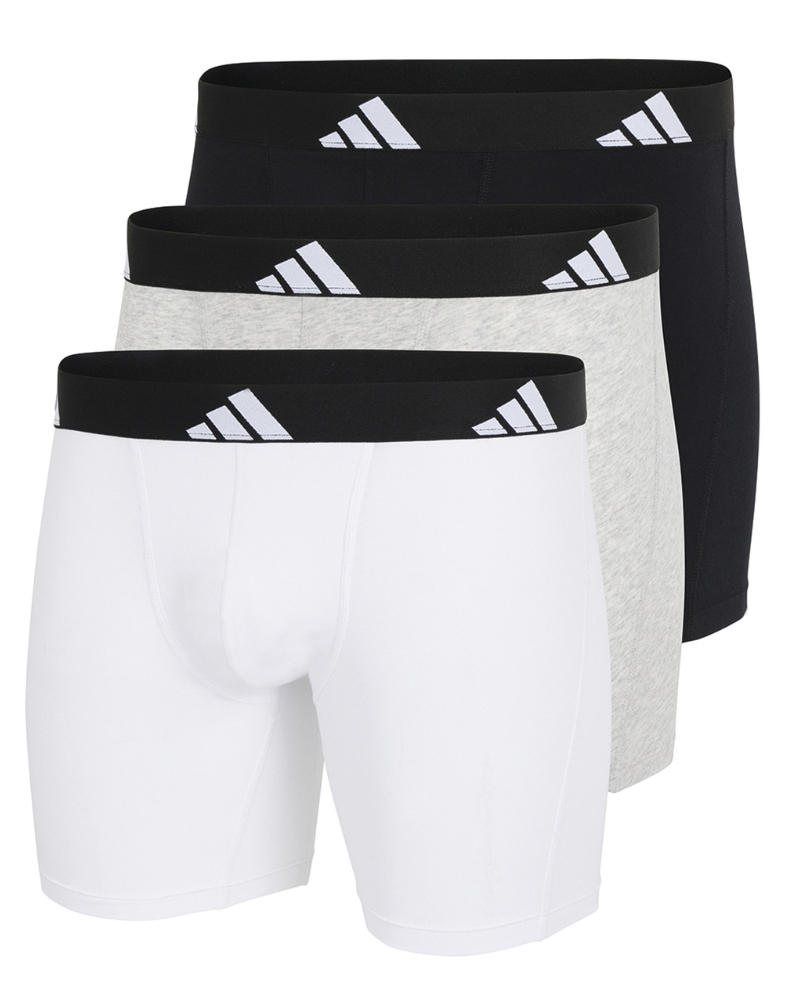Pack of 3 long boxers Adidas Active Flex Coton (Blanc/Gris/Noir)