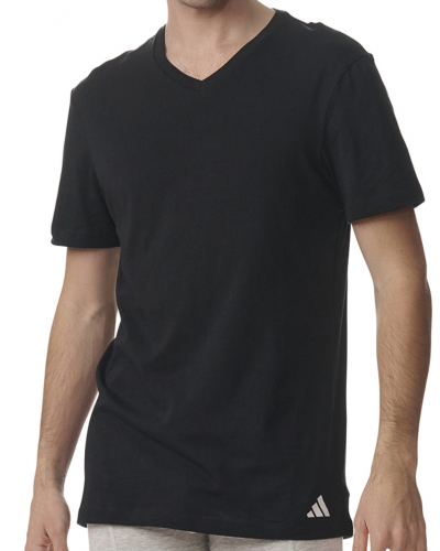 Lot de 3 t-shirts col V 100% Coton Adidas Active Core (Noir)