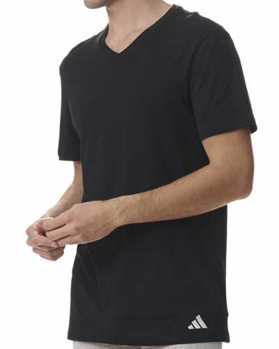 Paquete de 3 camisetas cuello V 100% Algodón Adidas Active Core (Negro)