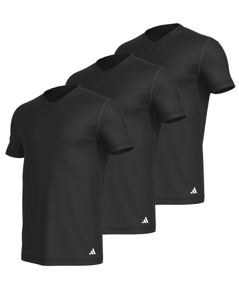 Pack of 3 V-neck t-shirts 100% Cotton Adidas Active Core (Black)