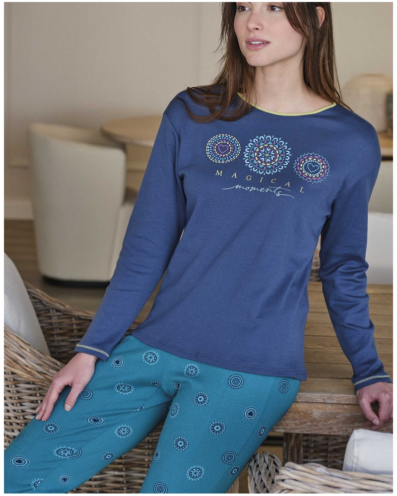 Pyjama long 100% coton Massana (Multicolore)