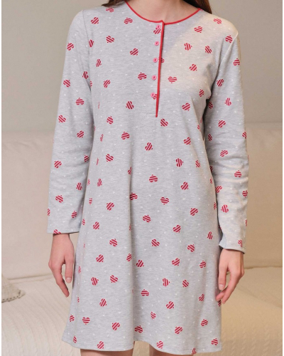 Camisa de manga larga corazones Massana (Imprimé Gris)