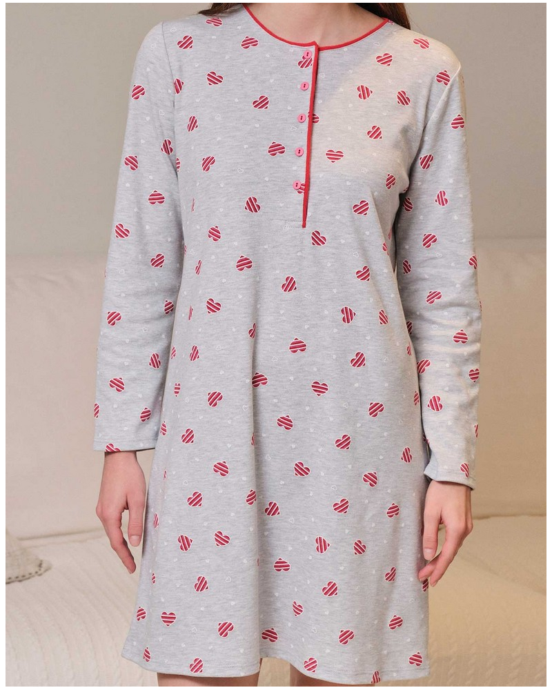 Camisa de manga larga corazones Massana (Imprimé Gris)