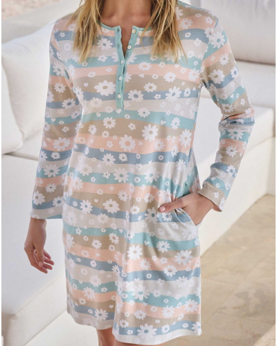 Long-sleeved cotton nightdress Massana (Multicolore)