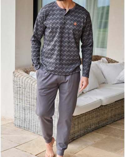 Pijama largo 100% algodón Massana (Imprimé Gris)