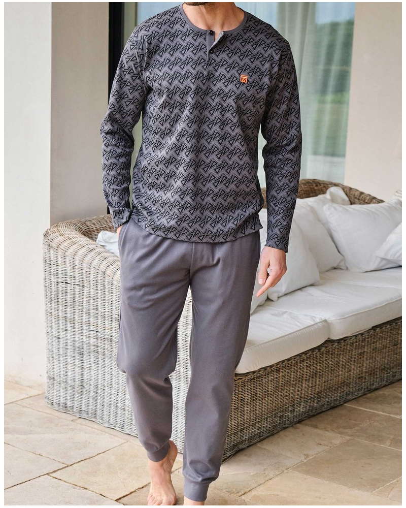 Long pyjamas 100% cotton Massana (Imprimé Gris)