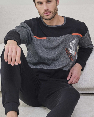Long cotton pyjamas Massana (Imprimé Noir)