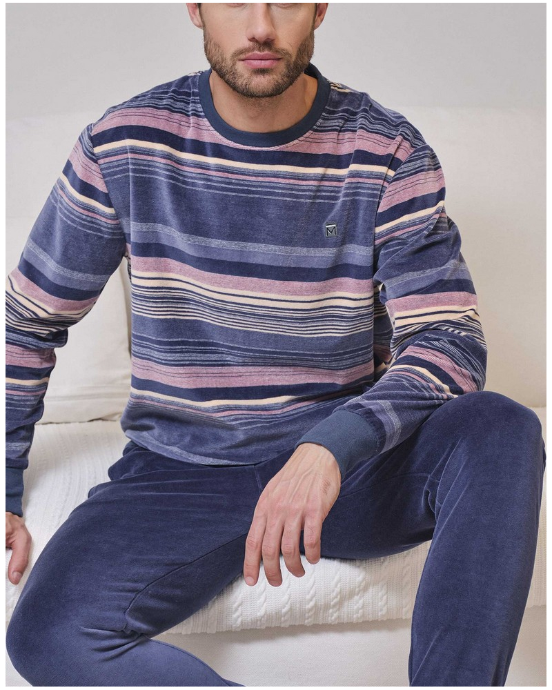 Pyjama en coton et velours Massana (Multicolore)