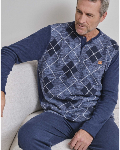 Pijama punto milano algodón Massana (Imprimé Bleu)