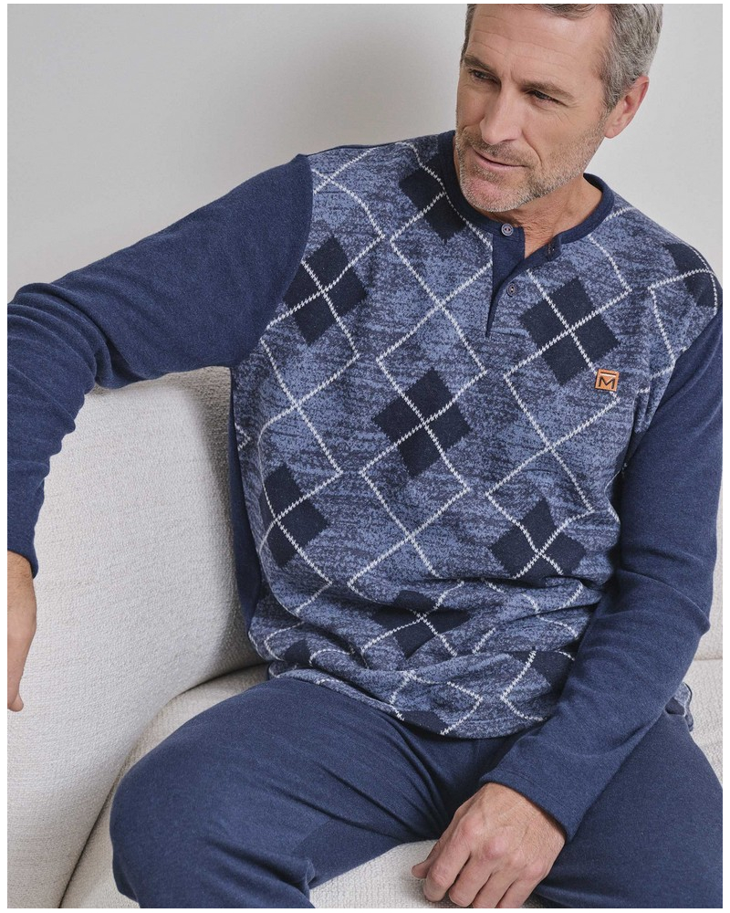 Pyjamas cotton punto milano Massana (Imprimé Bleu)
