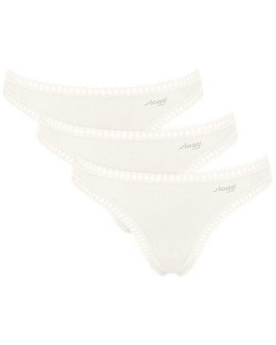 Tanga algodón Sloggi Go Crush (Lote de 3) (Silk White)