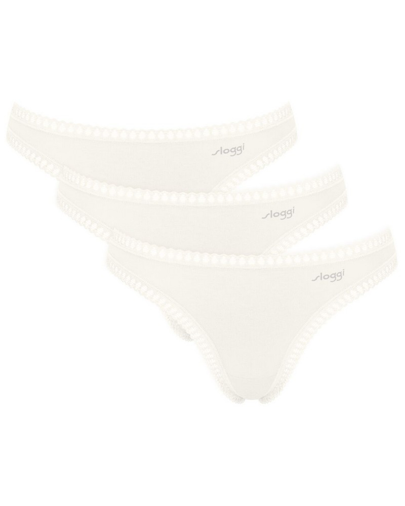 Tanga algodón Sloggi Go Crush (Lote de 3) (Silk White)