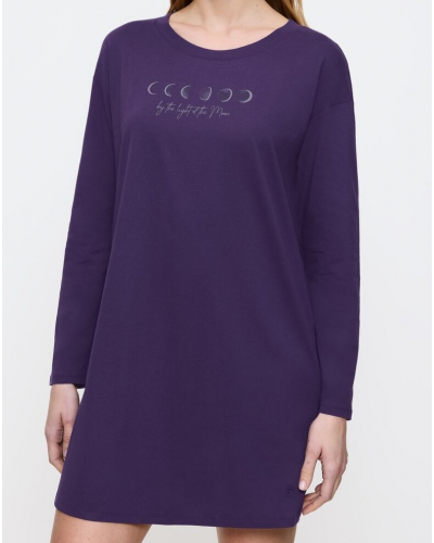 Long sleeve nightdress 100% cotton Triumph Nuit (Royal Purple)