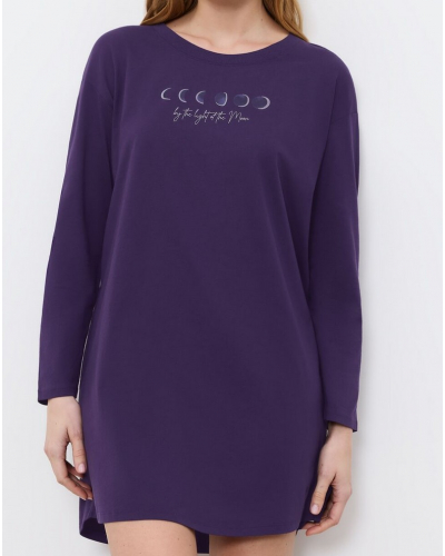 Long sleeve nightdress 100% cotton Triumph Nuit (Royal Purple)