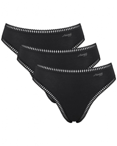Calzoncillo escotado algodón Sloggi GO Crush (Paquete de 3) (Negro)