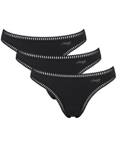 Tanga algodón Sloggi Go Crush (Lote de 3) (Negro)