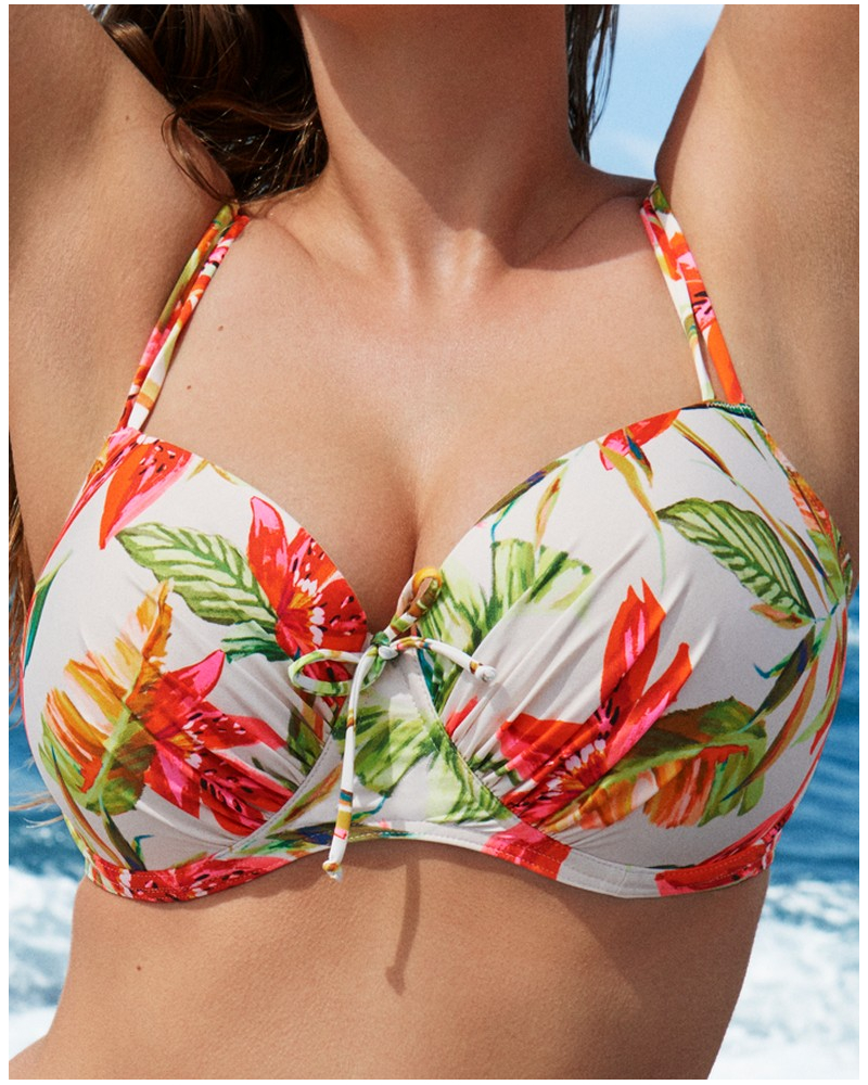 Sujetador de baño balconette performado Prima Donna Swim Tanzania (Calm Tropics)