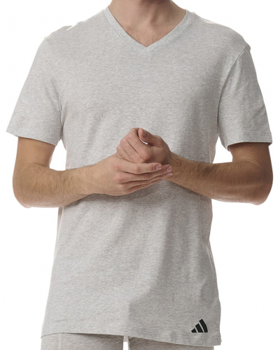 Pack of 3 V-neck t-shirts 100% Cotton Adidas Active Core (Gris/Blanc/Noir)