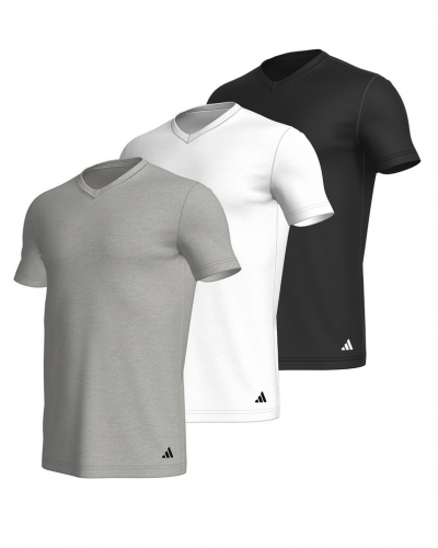 Pack of 3 V-neck t-shirts 100% Cotton Adidas Active Core (Gris/Blanc/Noir)